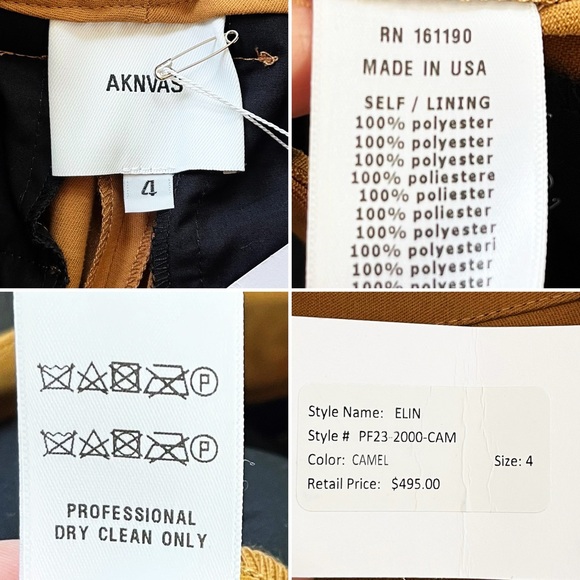 NWT Aknvas Elin Wide Leg Trouser Pant Camel Tan Size 4 - Picture 8 of 9